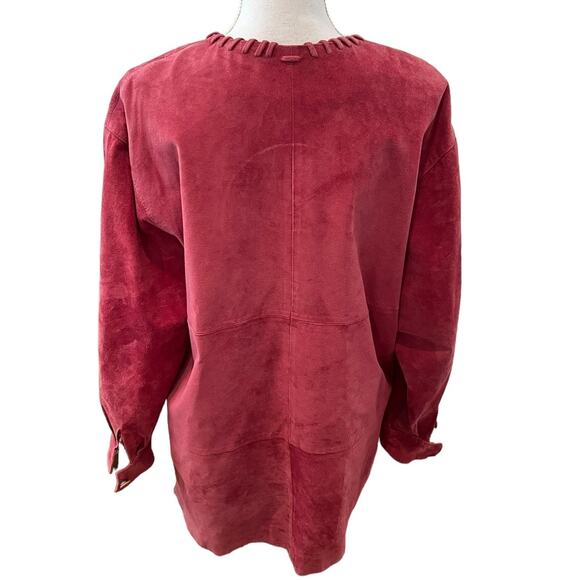 Vintage Apart Genuine Suede Whipstitch Detail Jacket Dusty Rose L - Picture 5 of 6